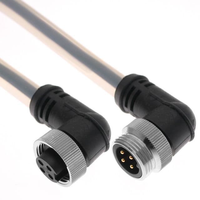 Mencom MINCWF-4MFPX-2M-R-B-A50 MIN Size I, Continuous Flex, Cordset, 4 Pole, Male Right Angle / Female Right Angle, 2M, 5.5A, Silicone Tube Covered, Black TPE Cable, European MINCWF-4MFPX-2M-R-B-A50 on Applied Automation