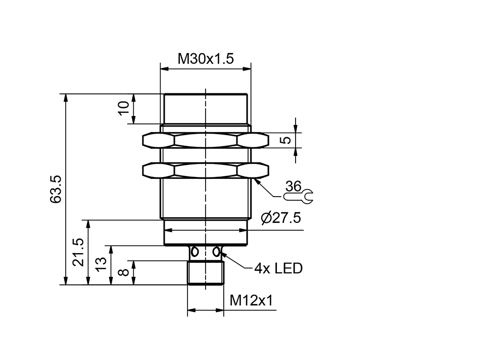 SensoPart 996-01032 996-01032 SENSOPART - Inductive sensor M30 / all-metal housing / factor 1, IMT 30-FM-S-NB2-PSL-L4M 996-01032 on Applied Automation