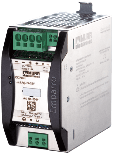 Murr Elektronik 85441 85441 Murrelektronik - EMPARRO POWER SUPPLY 1-PHASE, IN: 100-240VAC OUT: 24-28VDC/10A, Power Boost - for 4 seconds 50% additional power 85441 on Applied Automation