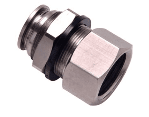 AirTAC NBPMF1/2-3/8 bulkhead female connector (NPT), Nickel plated brass, 1/2" inch tubing connection,3/8" NPT thread,NBR NBPMF1/2-3/8 on Applied Automation