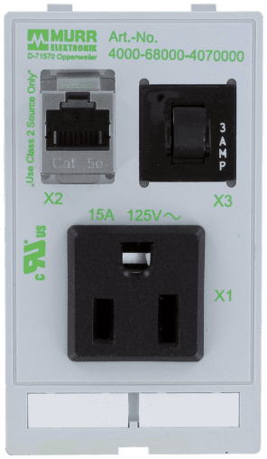 Murr Elektronik 4000-68000-4070000 4000-68000-4070000 Murrelektronik - MODLINK MSDD SINGLE COMBI INSERT USA NEMA 5-15, 1xRJ45 female/female + 1x3A fuse 4000-68000-4070000 on Applied Automation