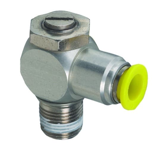 Clippard JFC-3ARP08 Meter Out Adjustable Flow Control Valve, 1/4" PQ, Arrow in body shows direction of controlled flow JFC-3ARP08 on Applied Automation