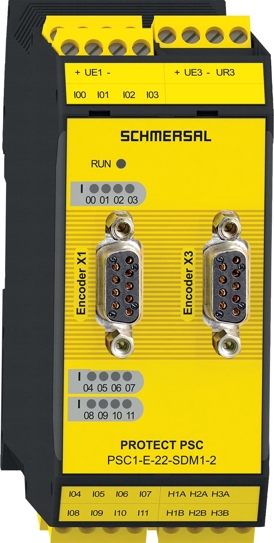 Schmersal PSC1-E-22-SDM1-2 PSC1-E-22-SDM1-2 Schmersal - Safety controllers; PROTECT PSC1; Expansion module for the product series PSC1-C-100; Safe drive monitoring according to EN 61800-5-2 (SDM – Safe Drive Monitoring) for 1 axis; supports encoder: TTL, sin/cos, SSI, HTL, Resolver; 12 digital fail-safe inputs PSC1-E-22-SDM1-2 on Applied Automation