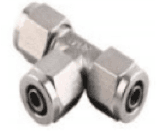 AirTAC X-S6-NLPE5/32X1/10 Union tee locknut connector (NPT thread), 316 stainless steel, 5/32X1/10" inch tubing connection,, Viton X-S6-NLPE5/32X1/10 on Applied Automation