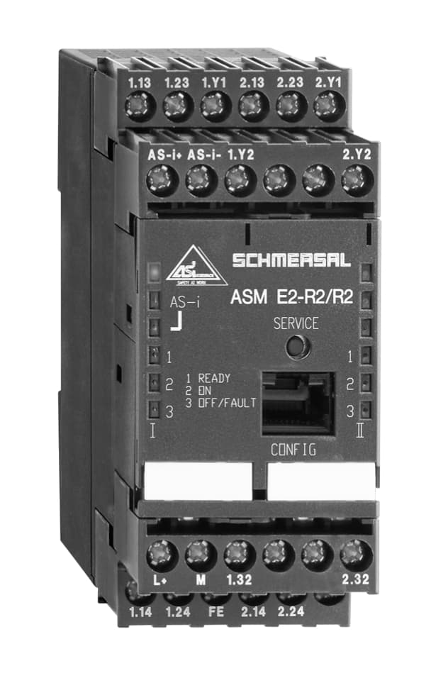 Schmersal ASM E2-R2/R2 ASM E2-R2/R2 Schmersal - AS interface safety at work; System components; Safety monitor for 1 AS-i circuit(s), 48 Devices; Controls 2 enabling circuit(s)- 2 enabling contact(s) with each 2 relay contacts 24 V / 1 A DCand 230 V / 3 A AC integrated; Diagnostic interface: RS 232 thr ASM E2-R2/R2 on Applied Automation