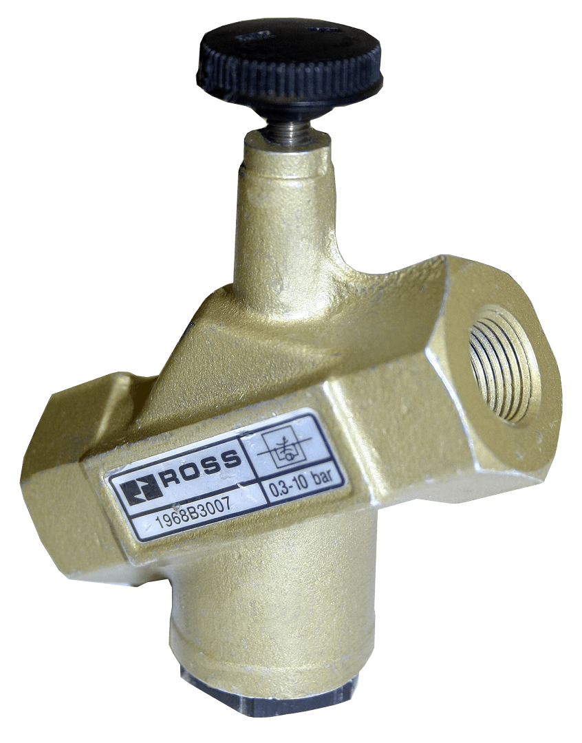 ROSS Controls D1968B8007 19 Series Flow Control Valve, High Capacity, Knob Adjustment, Offset, G1-1/2" D1968B8007 on Applied Automation