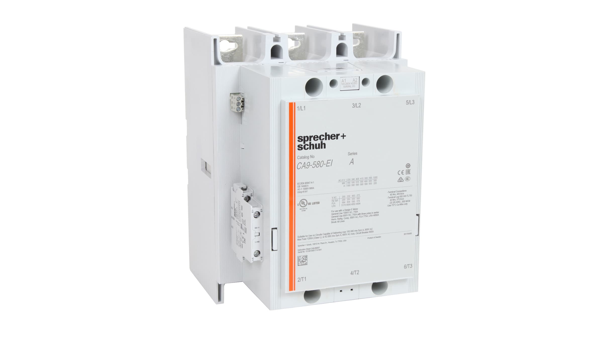 Sprecher + Schuh CA9-750-EI-11-480W Sprecher + Schuh CA9-750-EI-11-480W - CA9 Contactor w/PLC Inputs, 750A, 250-500V 50-60 Hz AC/DC, 1NO1NC CA9-750-EI-11-480W on Applied Automation