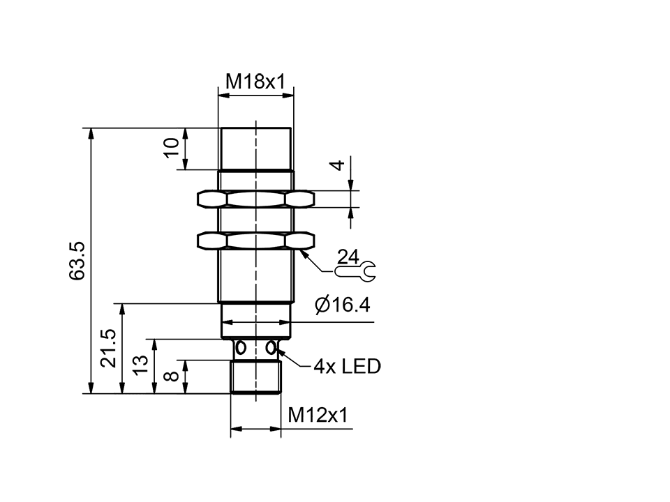 SensoPart 996-01011 996-01011 SENSOPART - Inductive sensor M18 / standard switching distance, IMT 18-S-NB2-PSL-L4M 996-01011 on Applied Automation