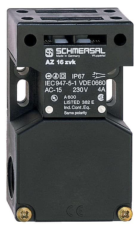 Schmersal AZ 16 ZVK-M20 Safety switch with separate actuator; LED version available; Large wiring compartment; 3 cable entries M 20 x 1.5; Thermoplastic enclosure; Double-insulated; 52 mm x 90 mm x 30 mm; Universal coding; Long life; High level of contact reliability with low vo AZ 16 ZVK-M20 on Applied Automation