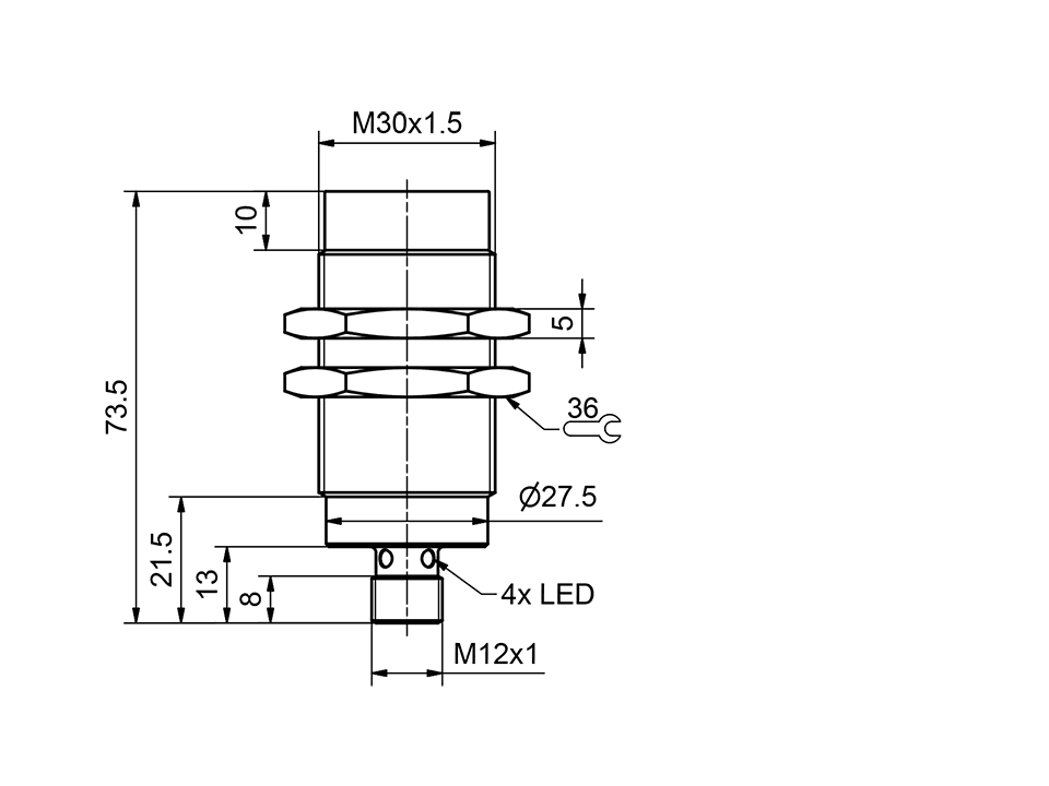 SensoPart 996-01024 996-01024 SENSOPART - Inductive sensor M30 / increased switching distance, IMT 30-S-QB3-PSL-L4M 996-01024 on Applied Automation