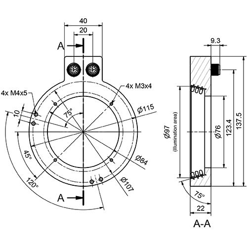 SensoPart 532-51096 532-51096 SENSOPART - Ring light, angled, 100 mm, white, LM 100 WWK-24Q4-2L12 532-51096 on Applied Automation