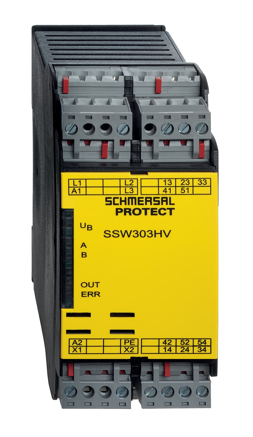 Schmersal SSW303HV Standstill monitors and time relays; Included in standard version; Standstill detection time 7s; Fail-safe standstill monitors; 3 safety contacts; 3 Signalling contacts; Sensor-free detection of standstill by monitoring e.m.f.; Direct connection to three- SSW303HV on Applied Automation