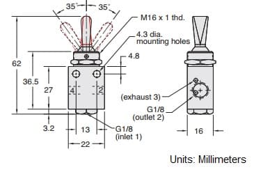 Clippard M-TV-4DPH 3-Position, 4-Way Valve, ENP Steel Toggle, G1/8 M-TV-4DPH on Applied Automation