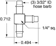 Clippard T33-3-PKG 3/32" ID Hose "T" Fitting, ENP, Pack of 5 T33-3-PKG on Applied Automation