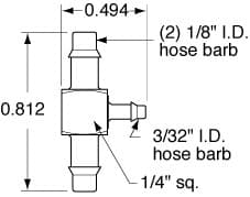 Clippard T44-3-PKG 1/8" to 3/32" to 1/8" ID Hose "T" Fitting, ENP, Pack of 5 T44-3-PKG on Applied Automation