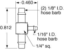 Clippard T44-2-PKG 1/8" to 1/16" to 1/8" ID Hose "T" Fitting, ENP, Pack of 5 T44-2-PKG on Applied Automation