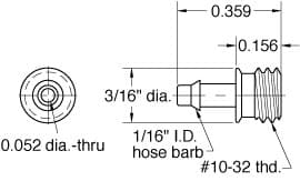 Clippard 12841-BLK 1/16" ID Hose Fitting, Less Hex 12841-BLK on Applied Automation
