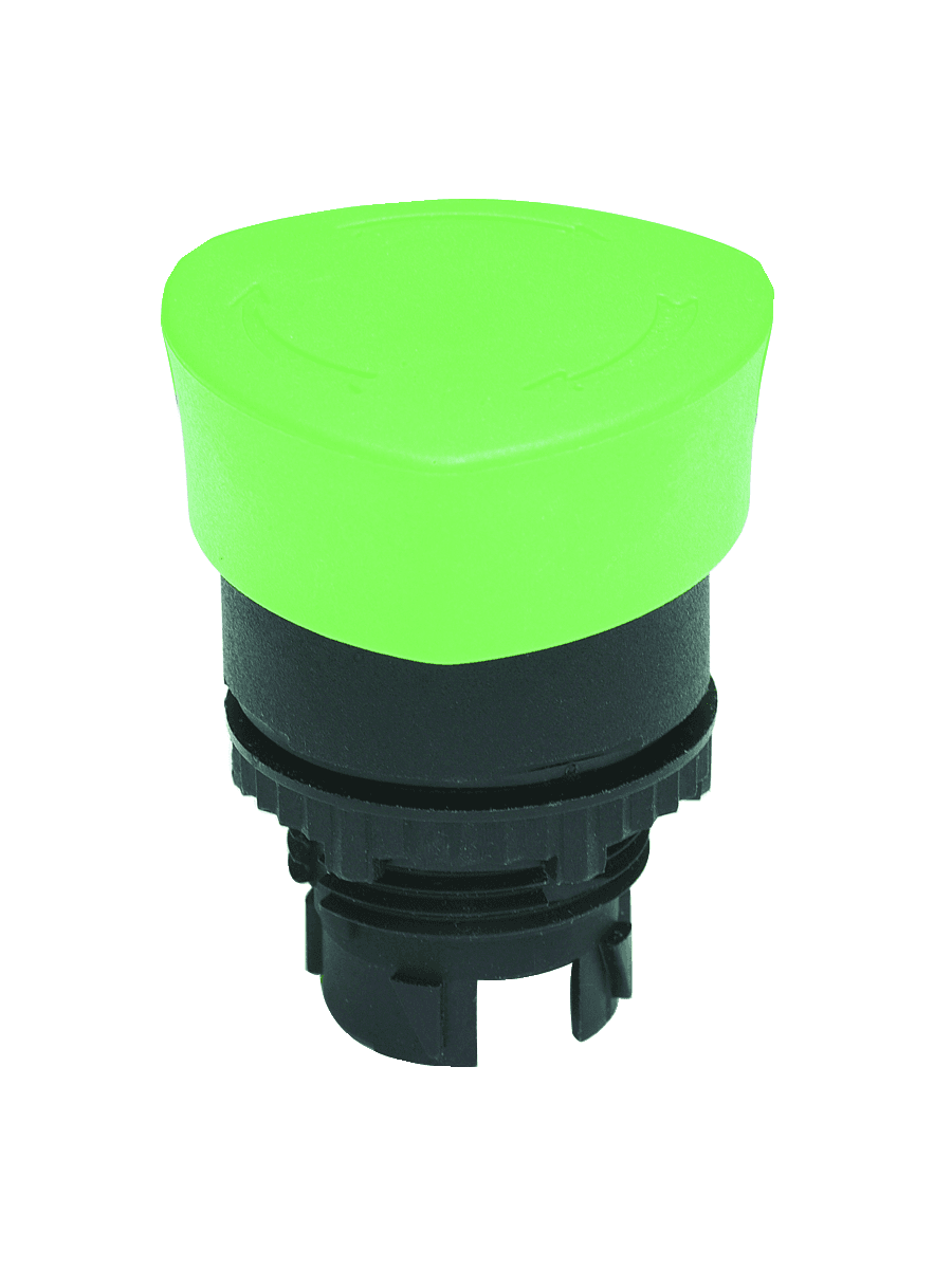 Clippard P22-L3M-R 22 mm Auto Latch Mushroom, Red (Green shown) P22-L3M-R on Applied Automation