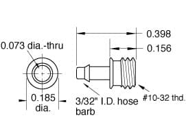 Clippard 12843-PKG 3/32" ID Hose Fitting, Less Hex, Pack of 10 12843-PKG on Applied Automation
