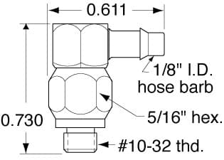 Clippard ST0-4-PKG #10-32 to 1/8" ID Hose Positionable Fitting, ENP, Pack of 5 ST0-4-PKG on Applied Automation