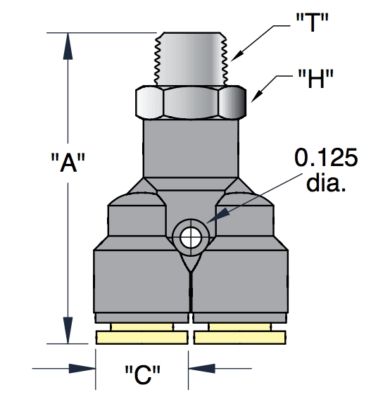 Clippard PQ-YC05P-PKG Push-Quick "Y" Connector, 5/32", 1/8" NPT, Pack of 5 PQ-YC05P-PKG on Applied Automation