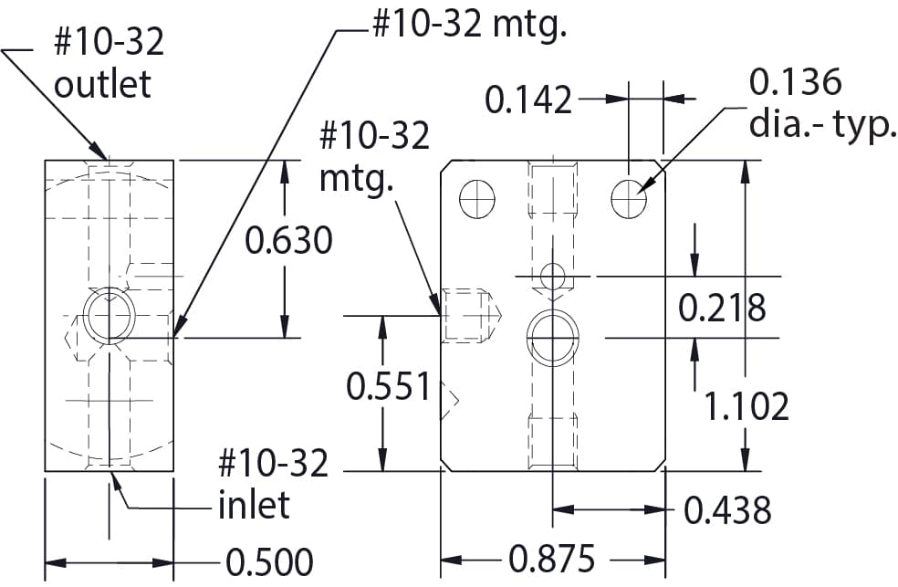 Clippard 15490-4 Single-Station Manifold, #10-32 Inlet / #10-32 Outlet 15490-4 on Applied Automation