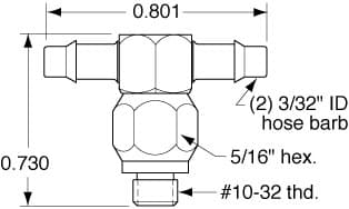 Clippard ST0-3003-BLK #10-32 to 3/32" ID Hose Positionable Fitting, ENP ST0-3003-BLK on Applied Automation