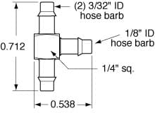 Clippard T33-4-PKG 3/32" to 1/8" to 3/32" ID Hose "T" Fitting, ENP, Pack of 5 T33-4-PKG on Applied Automation