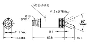 Clippard M-MTV-2P 3-Way Toggle Valve, NP Steel Toggle, Fem-G1/8 M-MTV-2P on Applied Automation