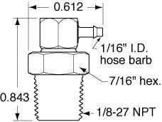 Clippard SP0-2-BLK 1/8" NPT to 1/16" ID Hose Positionable Elbow Fitting, ENP, 250 Pc. Min. SP0-2-BLK on Applied Automation