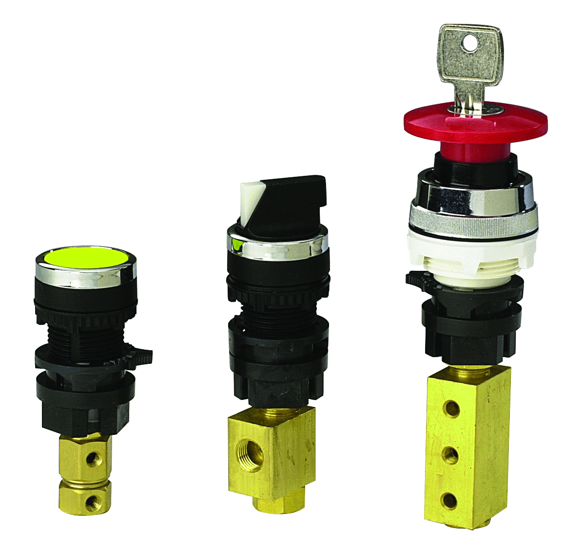 Clippard PL-P2F-Y 30 mm Flush Push Button, Yellow (Red shown) PL-P2F-Y on Applied Automation