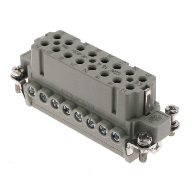 Mencom CDAF-16N Standard, CDA series, Female Rectangular Insert, size 66.16, 16 pin, 16 amp, Screw, (numbered 17-32) CDAF-16N on Applied Automation