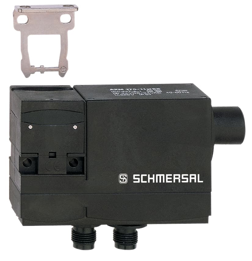 Schmersal AZM 170-11ZRI-ST-B6L-2197 24VAC/DC Solenoid interlocks; AZM 170I; Connector M12, 4-pole; A- and B-coding of the connectors; Manual release from side; Double-insulated; Individual coding; Coding level "High" according to ISO 14119; 90 mm x 84 mm x 30 mm; Compact design; Interlock with prote AZM 170-11ZRI-ST-B6L-2197 24VAC/DC on Applied Automation