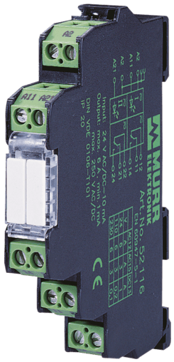 Murr Elektronik 52110 52110 Murrelektronik - MIRO 12.4 24VDC-2U INPUT RELAY, IN: 24 VDC - OUT: 250 VAC/DC / 6 A, 2 C/O contact - 12,4 mm screw-type terminal 52110 on Applied Automation
