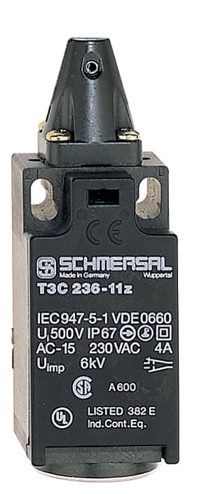 Schmersal T3C 236-11Z-M20 Safety switch for hinged guards; Flap safety switches; 1 Cable entry M 20 x 1.5; Thermoplastic enclosure; Double-insulated; Good resistance to oil and petroleum spirit; 30 mm x 88,5 mm x 30 mm; Actuator heads can be repositioned by 4 x 90° T3C 236-11Z-M20 on Applied Automation
