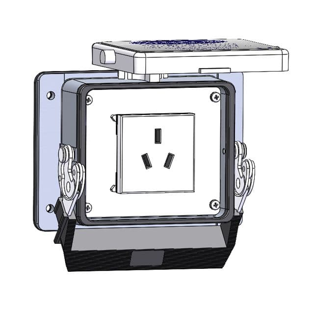 Mencom DCH1-NR-32 Panel Interface Connector with China 10amp outlet, in a 32 housing DCH1-NR-32 on Applied Automation