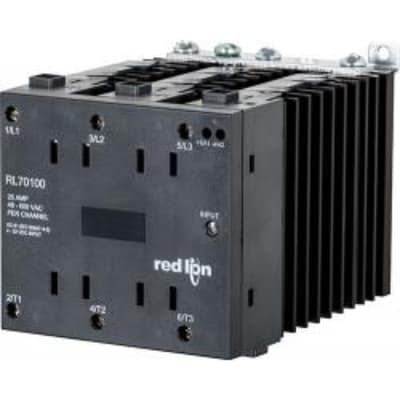 Red Lion RLY70100 Red Lion RLY70100 is a 3-phase solid state relay (SSR) designed for DIN rail mounting. It supports a rated voltage of up to 300Vac and communicates using the DeviceNet protocol. This part is specifically engineered for integration into automation systems requiring solid state relay functions within a 3-phase electrical environment. RLY70100 on Applied Automation