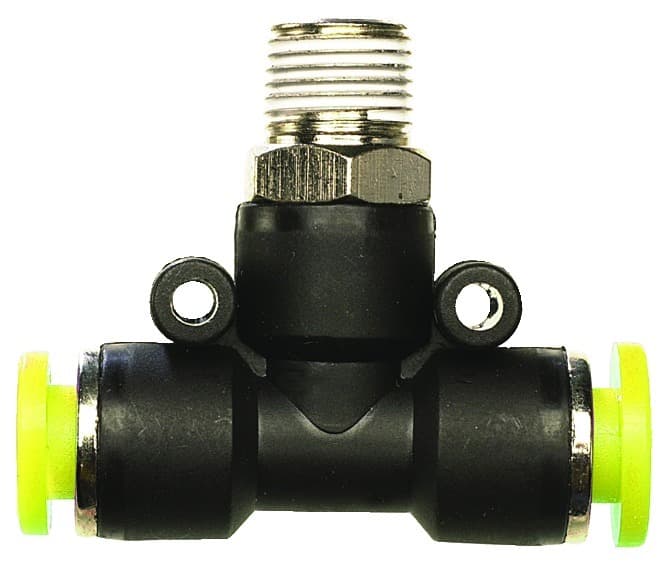 Clippard PQ-BT08N-PKG Push-Quick Branch “T”, 1/4”, #10-32, Pack of 5, Provides a simple method of connecting pneumatic components to each other and system piping. PQ-BT08N-PKG on Applied Automation