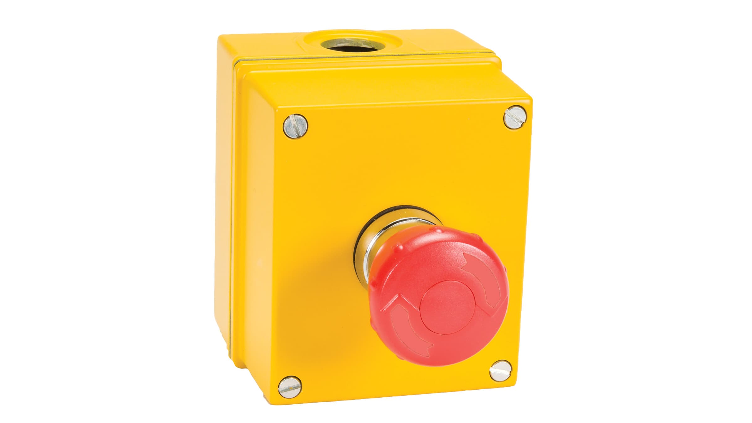 Sprecher + Schuh D7-1MYPB14-MX12 D7 Emergency Stop Pushbutton Station, Yellow Aluminum, Mushroom 40mm Twist Release, Red/Yellow, 1NO 2NC, Type 4/13 D7-1MYPB14-MX12 on Applied Automation