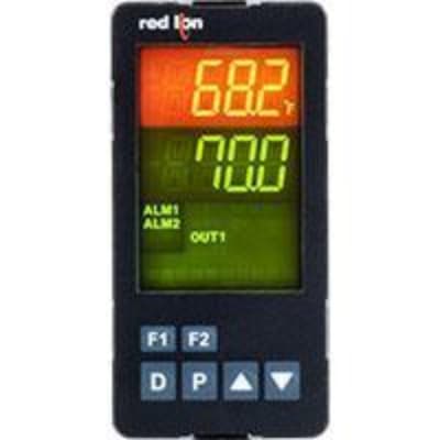 Red Lion PXU200C0 Red Lion PXU200C0 is a digital temperature/process PID controller designed for flush mounting and operates within an ambient air temperature range of 0 to +50°C. It supports a network frequency of 50/60 Hz and features a logic/S.S.R. control output in a 1/8 DIN vertical configuration, measuring 49.5mm in width and 96.5mm in height, with 12mm orange/green digits for display. This part of the PXU PID controllers series offers an IP65 NEMA 4X degree of protection and requires a 24Vdc supply voltage. It has a 10Hz analog input sampling rate and includes 1 x digital output (S.S.R.), 2 x digital outputs (contact type) for alarms, and 1 x analog input compatible with various signal types including 4-20mA, 0-20mA, 0-50mVdc, 0-5Vdc, 0-10Vdc, multiple thermocouple types (T, E, J, K, R, S, B, N, L, U, TXK), and RTD, with a 100ms sample period and 0.1 to 1° accuracy. Additionally, it features protection functions for heater current monitoring. PXU200C0 on Applied Automation