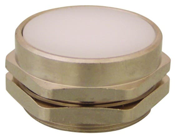 Clippard PC-5F-GN 30 mm Flush Captivated Push Button, Green (White shown), Mount on panels or brackets up to 1/4" thick. PC-5F-GN on Applied Automation