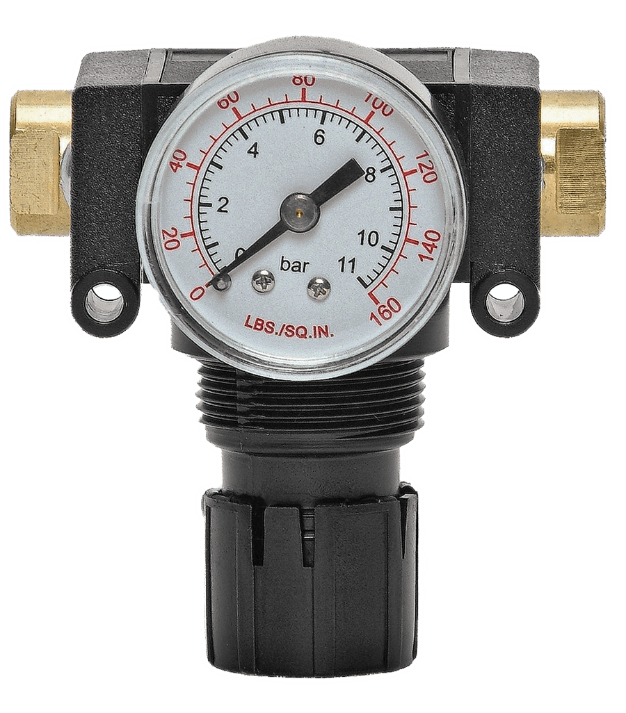 ROSS Controls 5B05C0010 Regulator Bantam Series, Piston, Self-relieving, Standard Flow, 0-100 (0-6.9) Pressure Range, Knob Adjustment, 0-160 (0-11) Gauge, Port 1 Tube Fitting 4 mm, Port 2 Tube Fitting 4 mm, - 5B05C0010 on Applied Automation